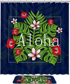 Aloha Hawaii Tropical Shower Curtain With Waterproof Fabric For Your Bathroom