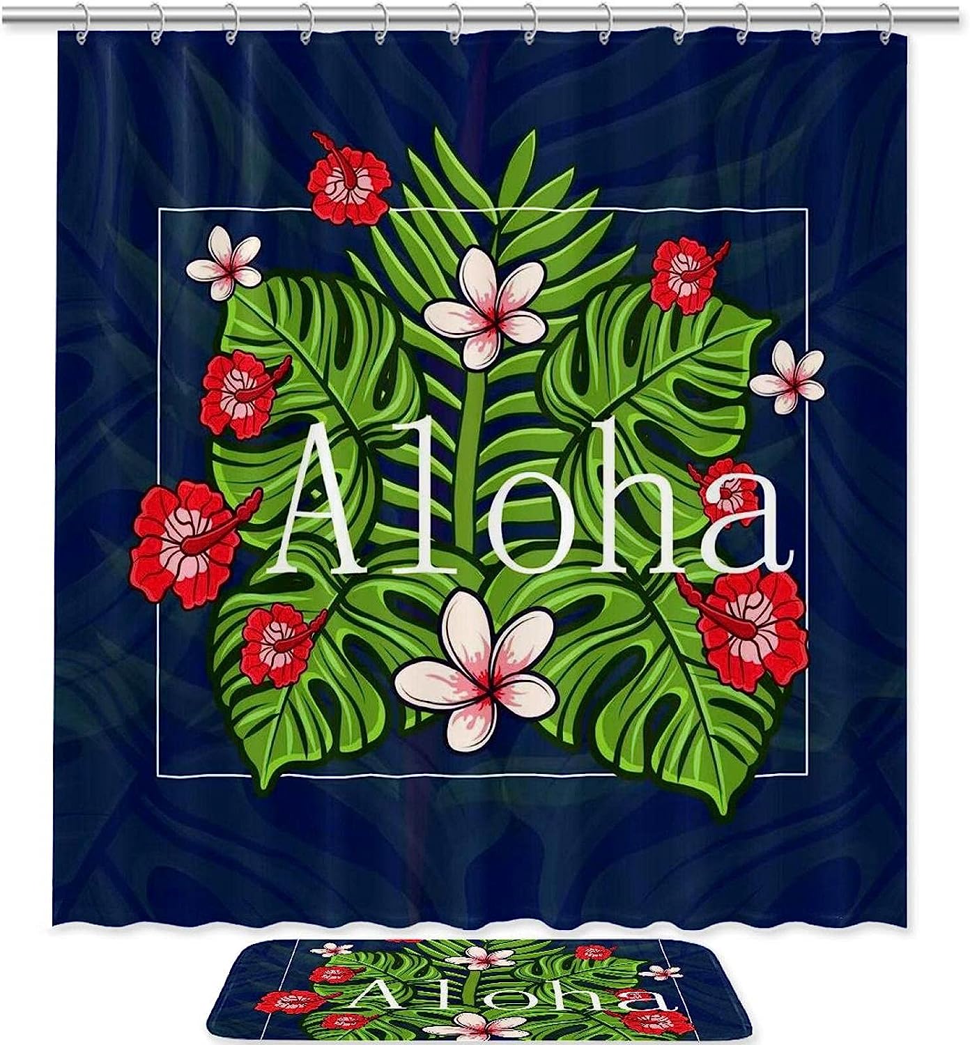 Aloha Hawaii Tropical Shower Curtain With Waterproof Fabric For Your Bathroom
