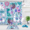 Alpaca And Sloth With Xmas Snowflakes Shower Curtain For Festive Bathroom Decor