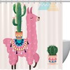 Alpaca Cactus Cartoon Llama Printed Shower Curtain for Bathroom, Showers Stall&Clawfoot Tub