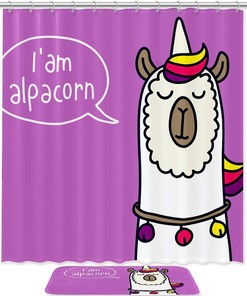Alpaca, Unicorn, And Llama Waterproof Shower Curtain - Perfect For Animal Lovers