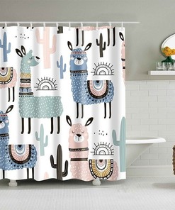 Alpaca Waterproof Shower Curtain - Soft Pastel Decorr For Your Bathroom - Alpaca Gift