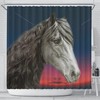 Amazing Friesian Horse Print Shower Curtain - Perfect For Horse Lovers