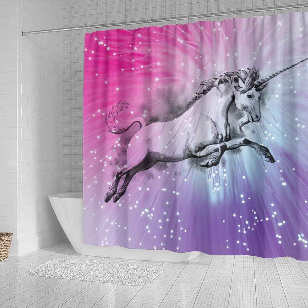 Amazing Unicorn Print Shower Curtain - Brings A Magical Touch To Your Bathroom - Image 2