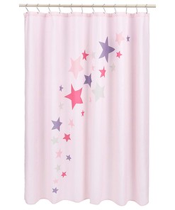 Amazon Basics Fun And Playful Pink Stars Printed Pattern Microfiber Bathroom Shower Curtain