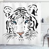 Ambesonne Albino Tiger Shower Curtain With Ocean Blue Eyes, White Black And Blue Bathroom Decor