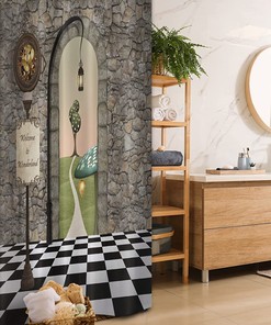 Ambesonne Alice In Wonderland Shower Curtain - Welcome Wonderland Mushroom Print Fabric Bathroom Decors