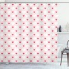 Ambesonne Feminine Love Shower Curtain With Small Big Hearts Love Antique Print, Cloth Fabric Bathroom Decors, Pale Pink