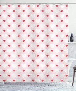 Ambesonne Feminine Love Shower Curtain With Small Big Hearts Love Antique Print, Cloth Fabric Bathroom Decors, Pale Pink