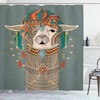 Ambesonne Grey Teal Orange Llama Shower Curtain With Colorful Headwear Wearing Accessories, Cloth Fabric Bathroom Decors