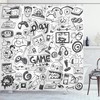 Ambesonne Monochrome Sketch Style Video Games Shower Curtain With Racing Monitor Device Gadget Teen 90'S