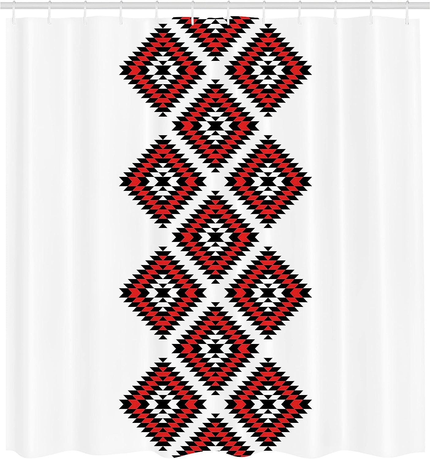 Ambesonne Native Design Shower Curtain With Zig Zag Aztec Motifs Ornaments Image, Vermilion And White Bathroom Decors - Image 2