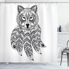 Ambesonne Native Wolf Head Shower Curtain With Paisley Details Print, White And Black Bathroom Decor