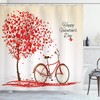 Ambesonne Romantic Valentines Day Shower Curtain With Blooming Heart Tree Bike And Petals Vintage Art
