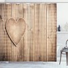 Ambesonne Rustic Heart Shower Curtain With Wooden Planks Background Lovers Corner Print, Tan Bathroom Decors