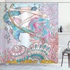 Ambesonne Siren Mermaid Shower Curtain With Cartoon Woman In Sea Print, Cloth Fabric Bathroom Decors, Pink Blue