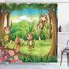 Ambesonne Tropical Shower Curtain With Digital Dot Featured Fun Monkey Face Portrait, Brown Tan Bathroom Decor