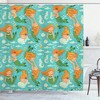 Ambesonne Underwater World Shower Curtain With Little Mermaid Girls Friends Seahorse Fish Shells