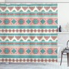 Ambesonne Vintage Native Design Shower Curtain With Geometric Triangles Print, Cream Aqua Peach Bathroom Decors