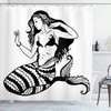 Ambesonne Young Girl Fish Tail Monochrome Shower Curtain With Mermaid Mythological Classic Style Art Bathroom Decors