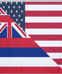 American And Hawaii State Flag Bath Shower Curtain For Bathroom Hotel Home Decor