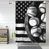 American Baseball Flag Shower Curtain for a Sports Enthusiast Bathroom