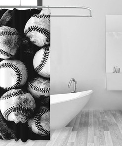 American Baseball Flag Shower Curtain for a Sports Enthusiast Bathroom