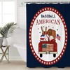 American Baseball Red Truck Stars Circle Black Shower Curtain for Home Decor