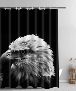 American Eagle Head Waterproof Shower Curtain, Wildlife Theme Artwork For Nature Lovers 