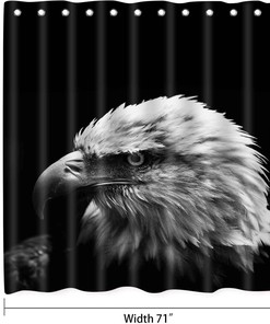 American Eagle Head Waterproof Shower Curtain, Wildlife Theme Artwork For Nature Lovers