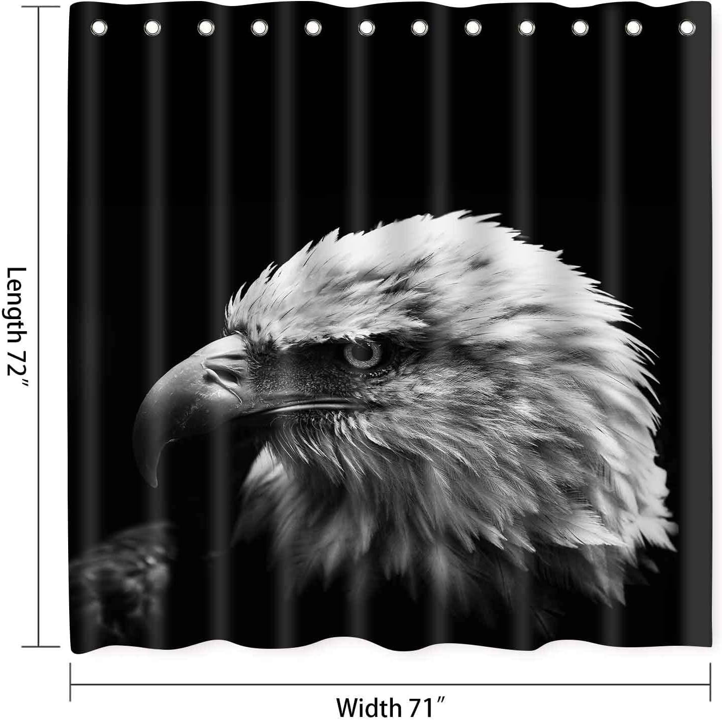American Eagle Head Waterproof Shower Curtain, Wildlife Theme Artwork For Nature Lovers