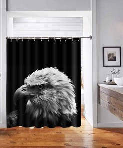 American Eagle Head Waterproof Shower Curtain, Wildlife Theme Artwork For Nature Lovers
