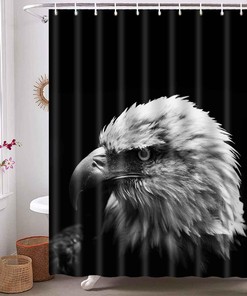 American Eagle Head Waterproof Shower Curtain, Wildlife Theme Artwork For Nature Lovers