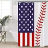 American Flag Baseball Design Shower Curtain for Winter Bathroom Decor