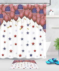 American Flag Confetti Gold Confetti Waterproof Fabric Shower Curtain for a Festive Touch