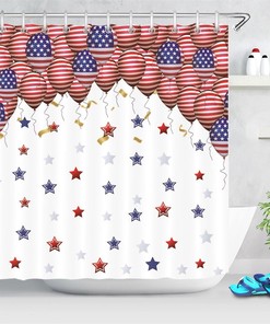 American Flag Confetti Gold Confetti Waterproof Fabric Shower Curtain for a Festive Touch