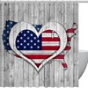 American Flag Map Wooden Heart Best Shower Curtain for Bathroom