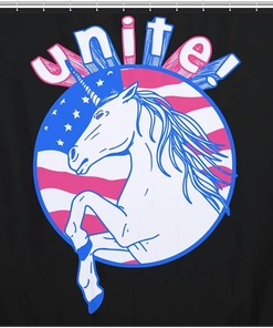 American Flag Unicorn Print Shower Curtain Fabric For Your Bathroom