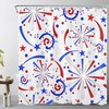 American Flag and Firework Star Print Shower Curtain for Independence Day Bathroom