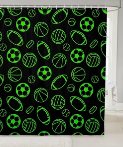 American Football Sports Ball Games Printed Shower Curtain For Your Kid'S Bathroom