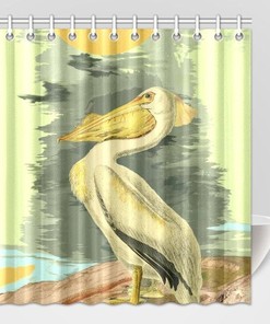 American Pelican Bird Seaside Animal Printed Shower Curtain For Your Bathroom