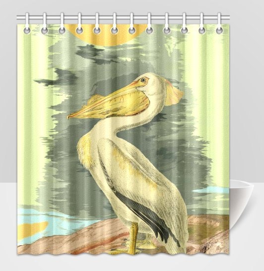 American Pelican Bird Seaside Animal Printed Shower Curtain For Your Bathroom