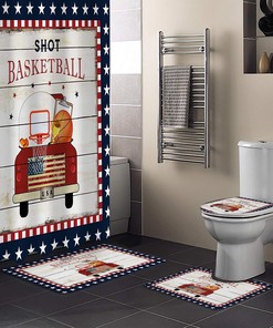 American Shot Basketball Truck Stars Edge Bathroom Waterproof Shower Curtain with Print Design by InvisibleWings