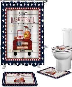 American Shot Basketball Truck Stars Edge Bathroom Waterproof Shower Curtain with Print Design by InvisibleWings