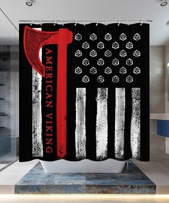 American Viking Flag Shower Curtain - Unique Bathroom Decoration