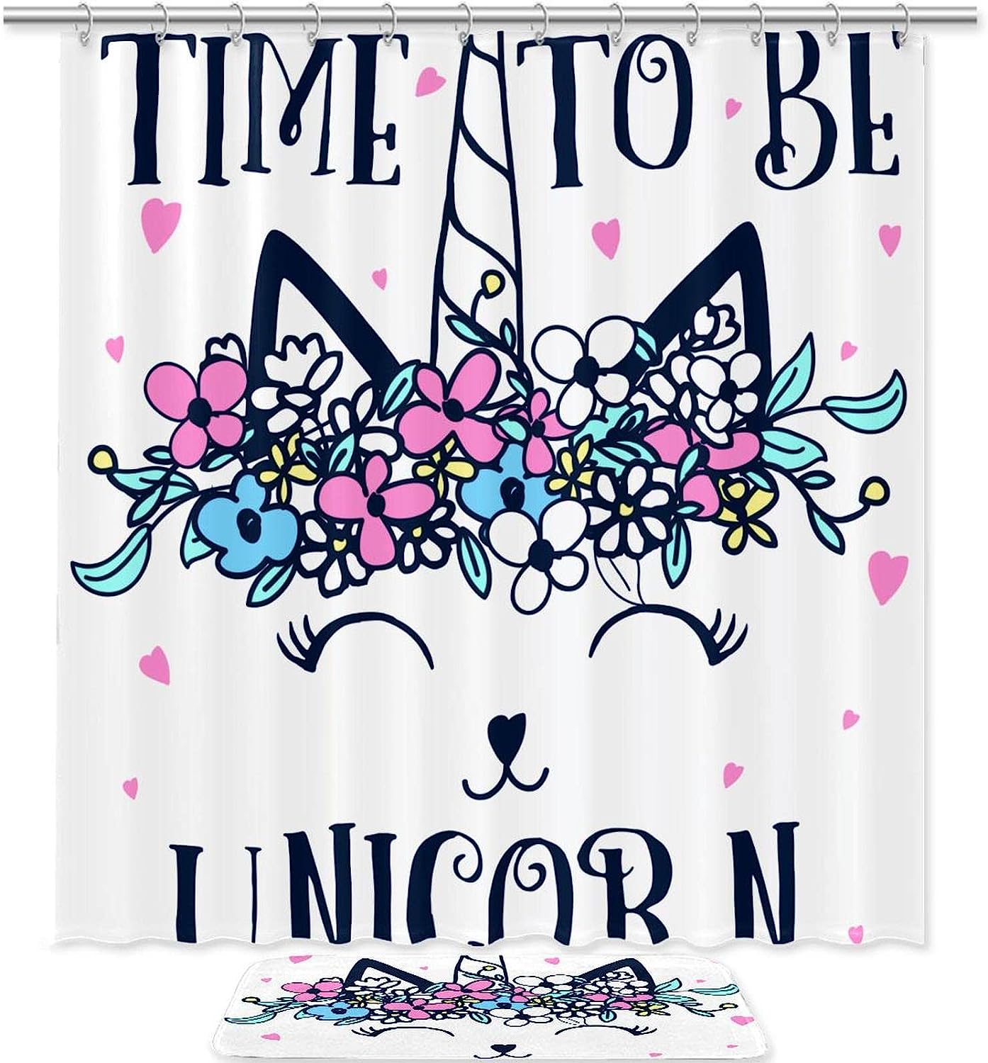 Amusing Be A Unicorn Cat Shower Curtain With Waterproof And Eco-Friendly Fabric