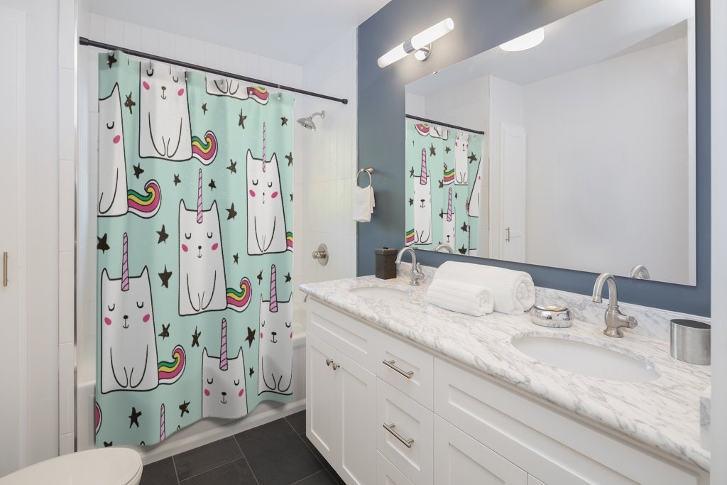 Amusing Cat Unicorn Shower Curtain Idea For Funny Bathroom Decor - Image 2