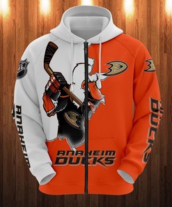 Anaheim Ducks Cartoon 3D Graphic Zip Hoodie - For Fans