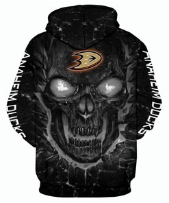 Anaheim Ducks Long Sleeve 3D Skull Hoodie - Awesome Gift For Fans
