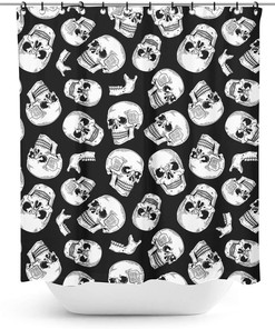 Anatomical Skulls Print Shower Curtain for a Gothic Bathroom Decor